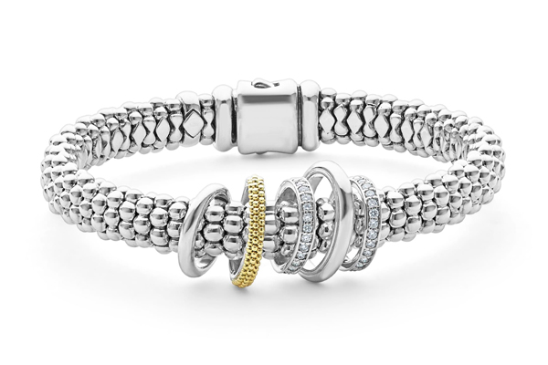 Lagos Caviar Lux Two-tone Five Ring Diamond Bracelet
